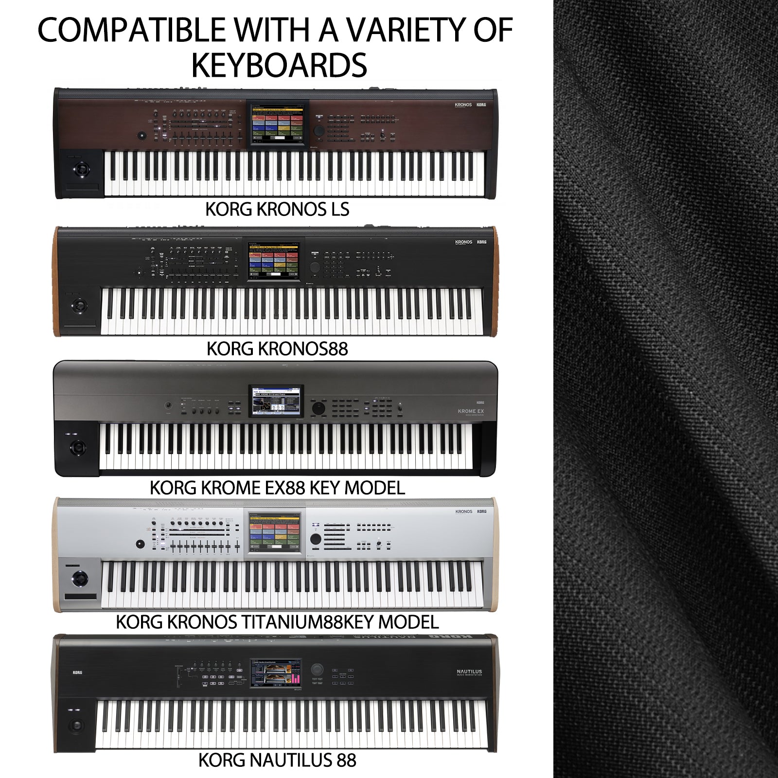 Musiin Deluxe Keyboard Dust Cover - Compatible with KORG NAUTILUS AT 88, NAUTILUS 88, KRONOS 88, KRONOS Titanium 88, KROME EX88, KRONOS LS and More 88-Key Synthesizers offering full-cover protection