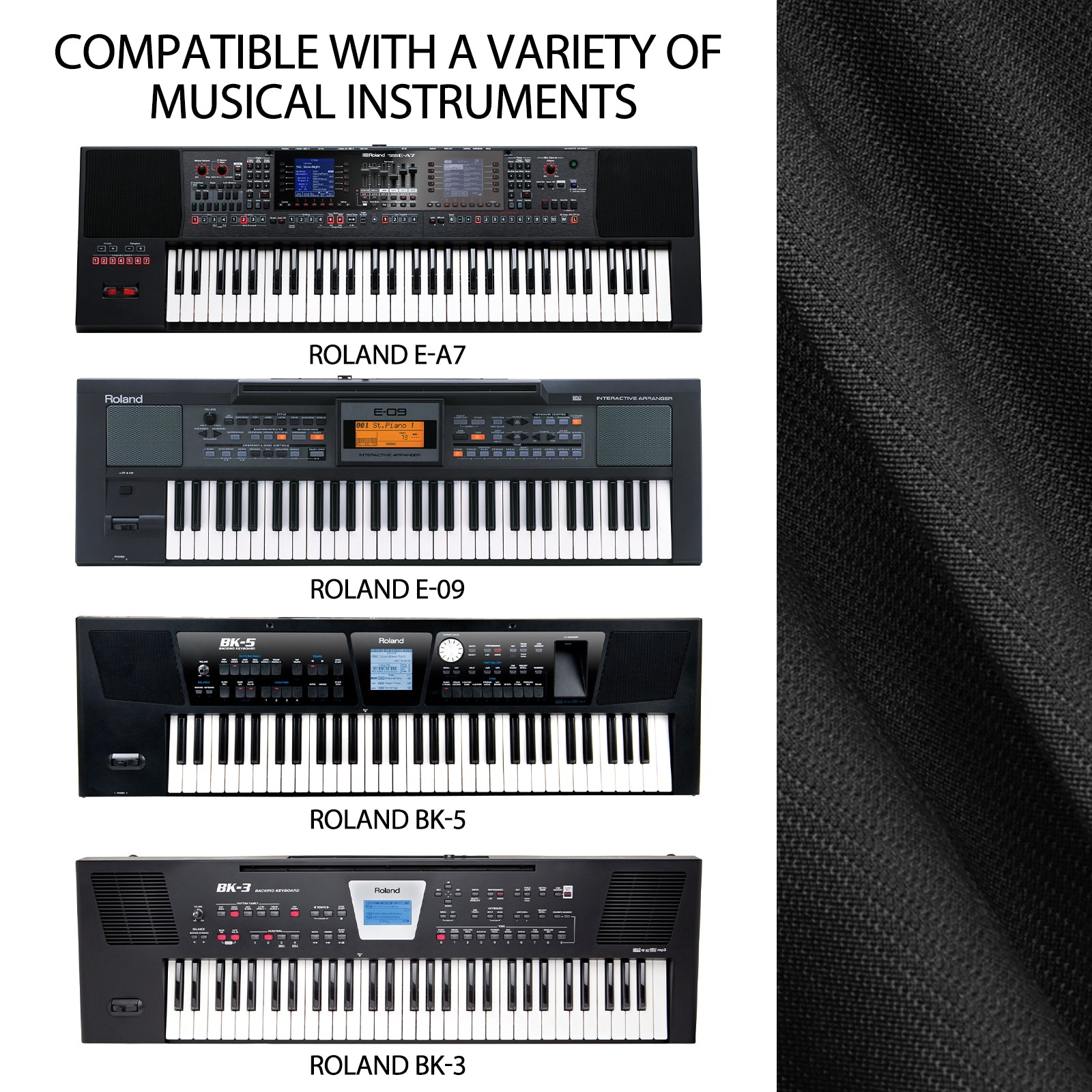 Musiin Ultimate Keyboard Dust Cover - Stretchable Chinlon, Water-Resistant, Dust & Pet scratch Protection, Compatible with Roland E-A7 E-09 BK-5,and BK-3 Nord Electro 6D 73