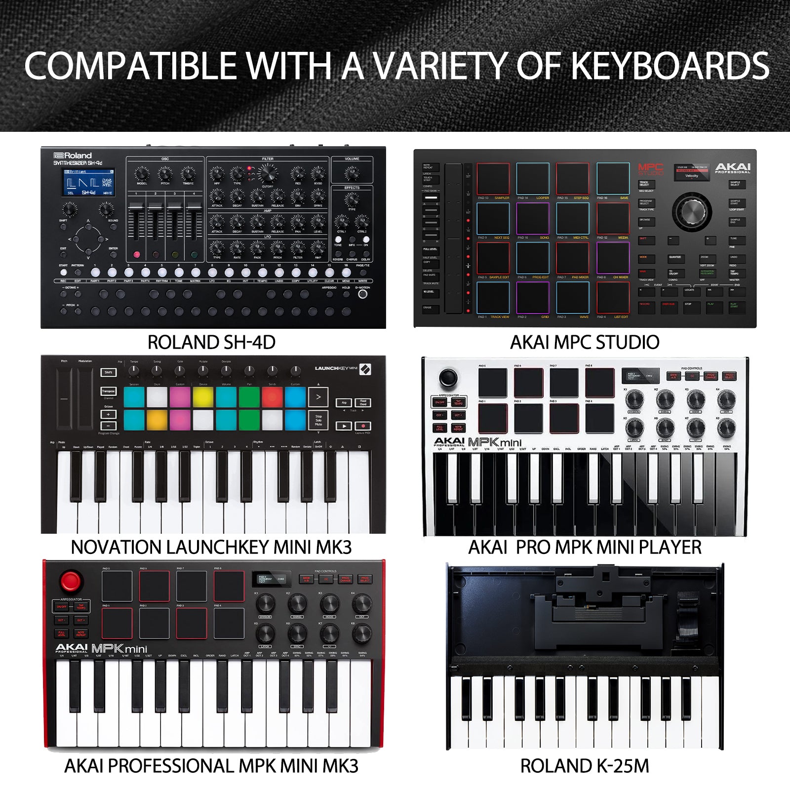 Musiin brings you the dedicated black dust cover Compatible with AKAI Keyboard MPC Studio. Crafted from high-quality four-way stretch Chinlon elastic material, an essential accessory for protecting