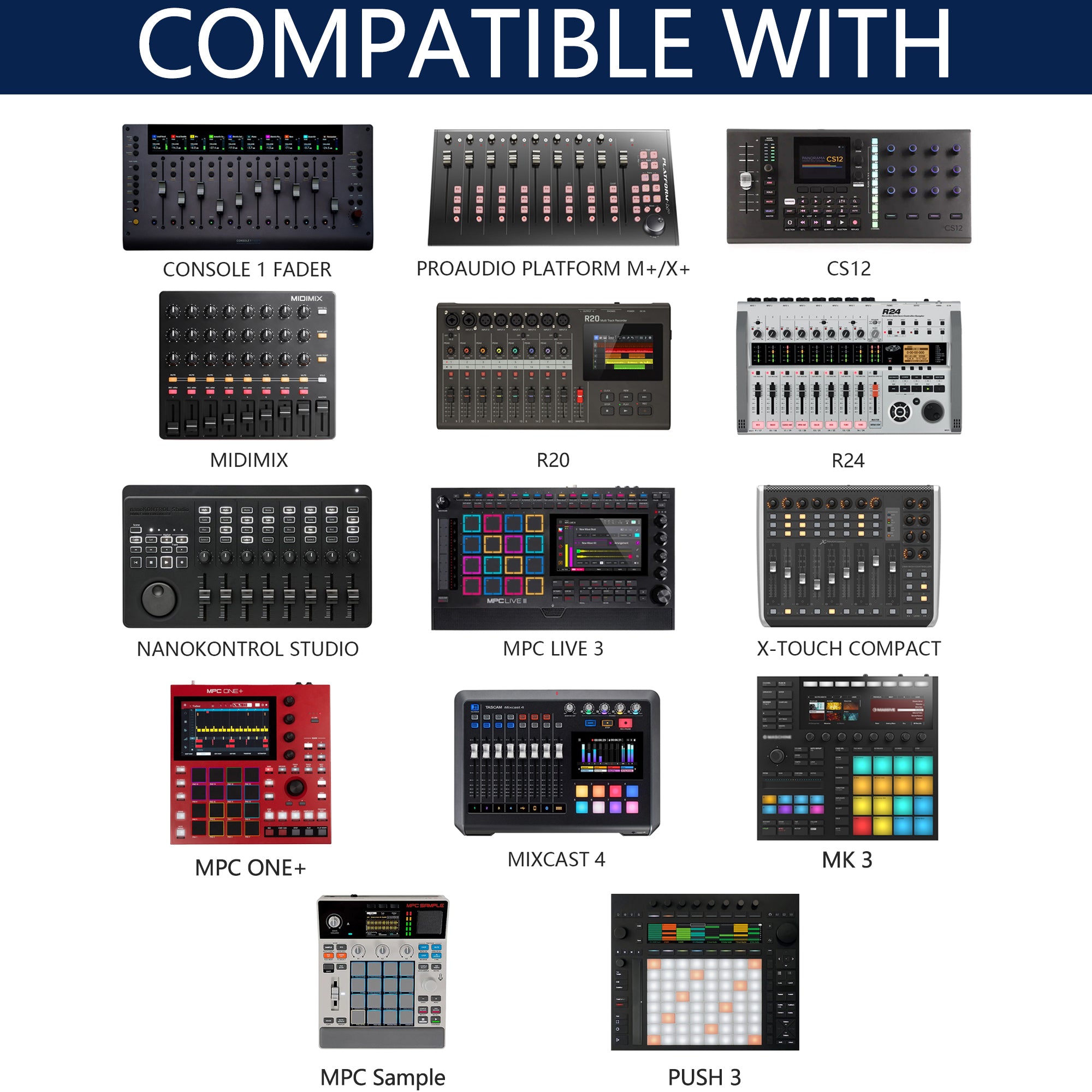 Musiin Drum Controller Foldable Stand Compatible with NI Maschine MK3, Ableton Push3, Akai MPC One+, MPC Sample, MPC Live 3, Behringer Mixer, Adjustable Aluminum Folding Stand for Home Studio