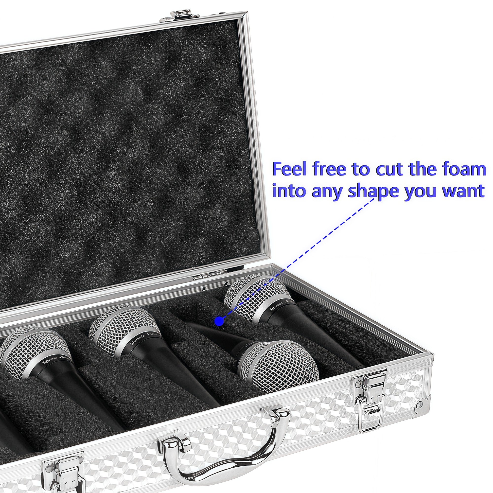 Musiin Audio Equipment Microphone Portable Case,Compatible with SM58,57,MV88,BETA58A,PGA58,Aluminum Alloy Design for Storing and Carrying Audio Gear,Wireless Mic Systems,and Camera Equipment (Silver)