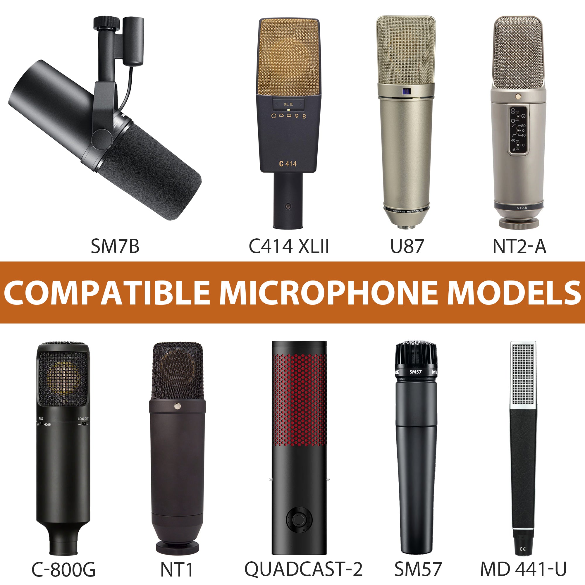 Musiin Premium Self-Adhesive Microphone & Guitar Head Cover, 13×13 in, Compatible with SM7dB, SM57, SM7B, Sony C-800G, Revelator Dynamic USB Mic, Harmonica & Small Audio Gear, Black & Khaki Set