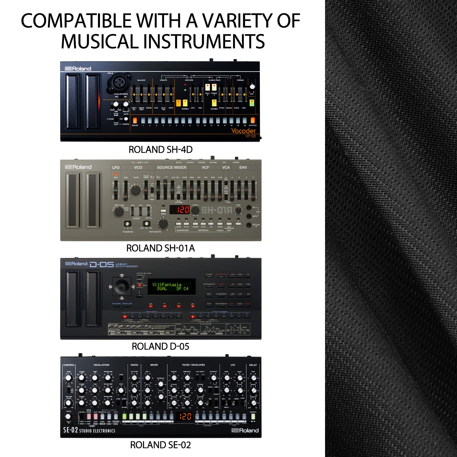 Musiin Pro Shield: Ultimate Stretch-fit Chinlon Synthesizer Cover - Water & Dust Resistant, Compatible with Roland D-05 SH-01A SE-02 synthesizer VP-03 Vocoder