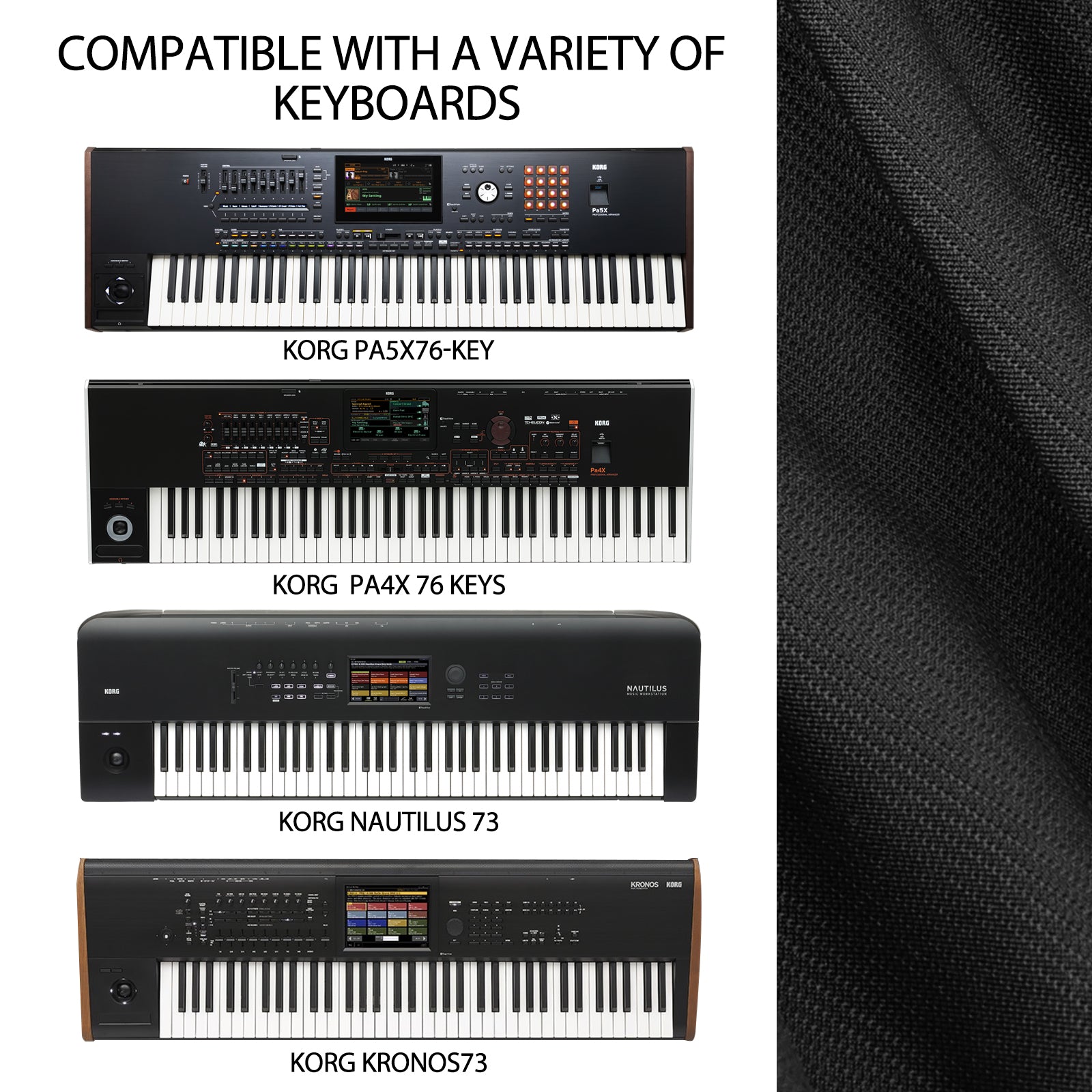 Musiin Premium Chinlon Keyboard Dust Cover - Compatible with KORG NAUTILUS 73 KRONOS73 keyboards,provides full-coverage protection, an essential accessory for your instrument