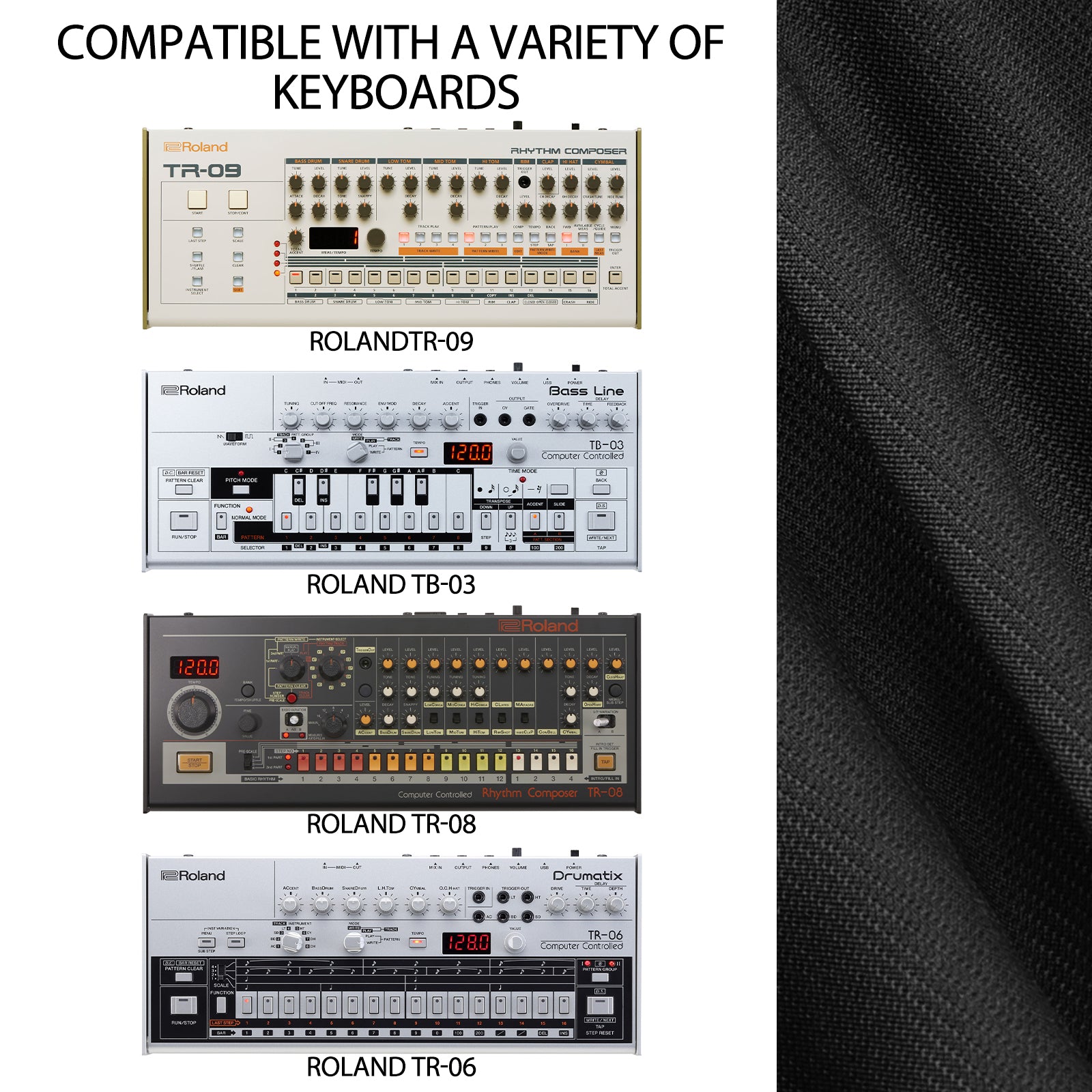 Musiin Ultimate Stretch Nylon Keyboard Cover - Waterproof and Dustproof, Compatible with Drumatix TR-06 (Black)