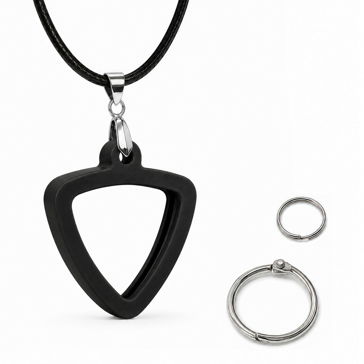 Musiin Guitar Pick Holder Necklace Compatible with Fender Dunlop D'Addario Triangle Picks, easy to access, suitable for players of various styles to showcase unique musical taste