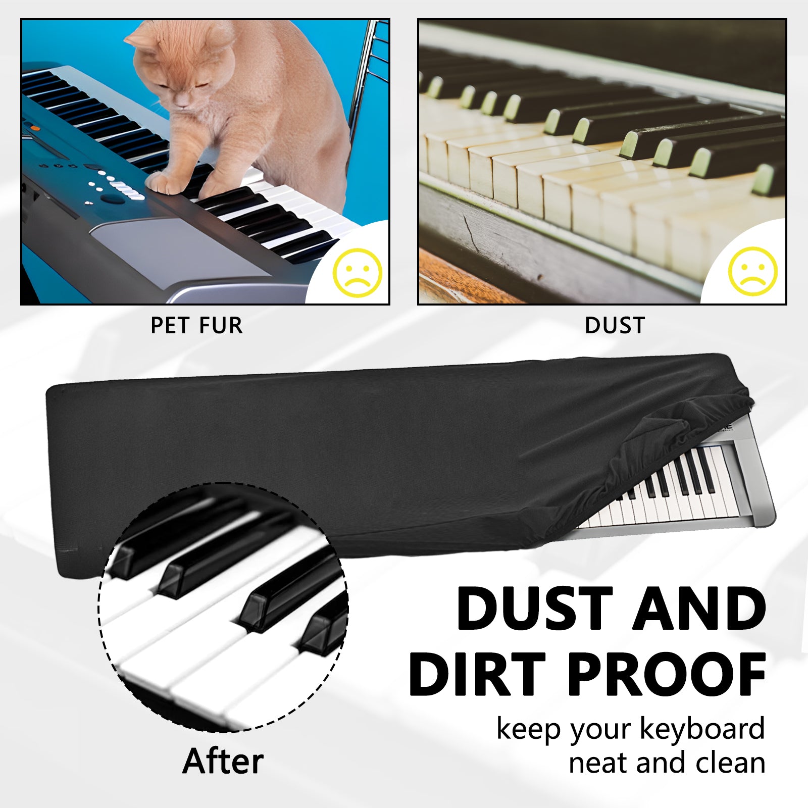 Musiin Premium Piano Keyboard Dust Cover - compatible with KORG KROME-88, KROSS 2-88, KROSS 88MB, KROME EX88 and Other 88-Key, providing comprehensive protection for your keyboard Synthesizers